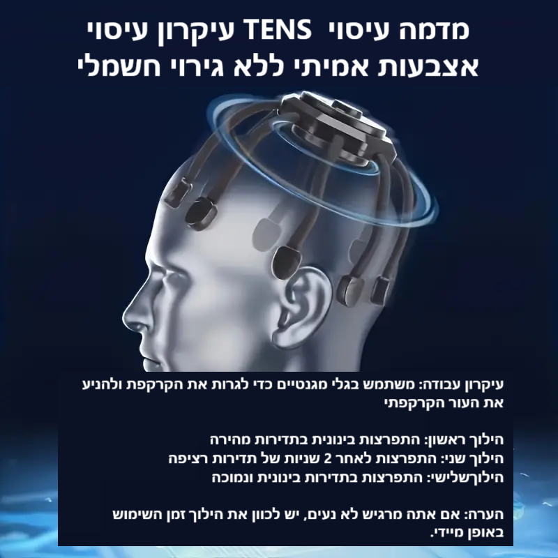 סטפ קאמפורתבלי פרפקט ריליף - עיסוי ראש אלחוטי עם 3 מצבים מותאמים – הרפיה מיידית ושיפור זרימת דם