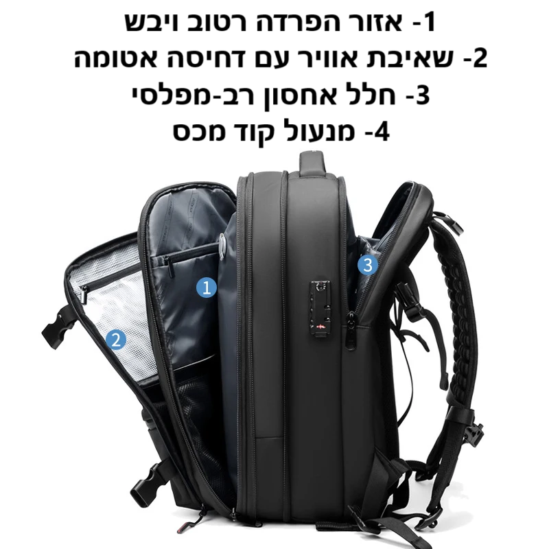 סטפ קאמפורתבלי וויקום באג - תיק גב עם דחיסת ווקום – פתרון מושלם לאחסון חכם ומסודר