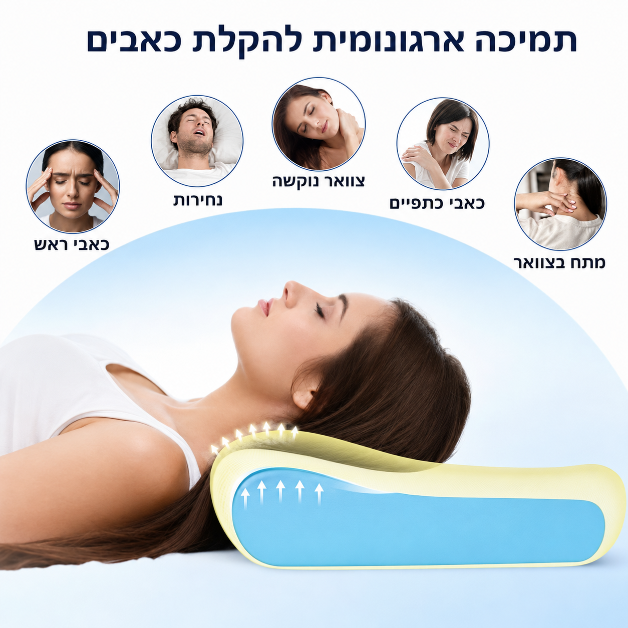 סליפ מקס - כרית זיכרון אורטופדית לתמיכה בצוואר